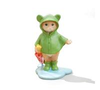 Colcolo Cat Figurine Miniature Statue Ornament Sculpture With Umbrella In Resin With Rain Gear Details And Puddle suitable for office desks fairy gardens