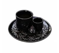 Colcolo Ceramic Incense Holder Candle Holder Smudge Dish Tray Decorative Presence With Artistic Cups For Warm Glow And Peaceful Focal Point suitable for, Glossy Black