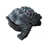 Colcolo Ceramic Sculpture Tea Pet Frog Statue Figurine Ornament Clay Three Legged Frog Prosperity Charm Ritual Tea Table Decor suitable for tea decoration, Medium