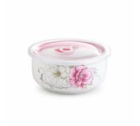 Colcolo Ceramic Storage Bowl Food Container Lunch Box With Airtight Lid Leak Resistant Microwave Safe Refrigerator Friendly suitable for meal prep leftovers, Flower Rhyme, 5 inch