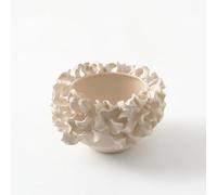 Colcolo Ceramic Vase Handcrafted Flower Holder With Unique Asymmetrical Shape And Smooth Matte Texture Suitable For Living Room Table Mantel Modern Decor, White, size to 2