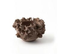Colcolo Ceramic Vase Handcrafted Flower Holder With Unique Asymmetrical Shape And Smooth Matte Texture Suitable For Living Room Table Mantel Modern Decor, Brown, size to 3