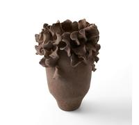 Colcolo Ceramic Vase Handcrafted Flower Holder With Unique Asymmetrical Shape And Smooth Matte Texture Suitable For Living Room Table Mantel Modern Decor, Brown, size to 1