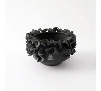 Colcolo Ceramic Vase Handcrafted Flower Holder With Unique Asymmetrical Shape And Smooth Matte Texture Suitable For Living Room Table Mantel Modern Decor, Black, size to 5