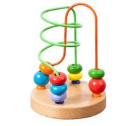 Colcolo Children Bead Maze Wooden Toy Features Metal Wire Tracks Pull Rope Wooden Beads Made From Beech Wood Suitable for Toddler Activities, Small Beech Wood Bead Maze