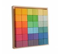 Colcolo Children Building Blocks Wooden Mosaic Blocks Set Rainbow Blocks Toy Preschool Building Open Ended Play Basswood Suitable for classrooms home play preschool, Rainbow Mosaic