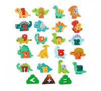 Colcolo Children Set Letter Blocks Dinosaur Blocks Wooden Build With Hand Eye Coordination Play For Cognitive Growth Suitable for preschoolers classroom use, Dinosaur Number Matching Blocks