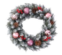 Colcolo Christmas Wreath Faux Christmas Wreath Decorations Wreath for Front Door Holiday Garland Xmas Wreath for Office Party Wall, Pink