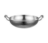 Colcolo Compartment Cookware Hammered Stainless Steel Hot Pot Two Section Divider Triple Layer Multi Compatible Base Easy Carry Side Handles Suitable for Entertaining Family Meals, Silver, 30CM A