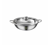 Colcolo Compartment Cookware Stainless Steel Hot Pot Cooking Pan Handles Even Heating Adaptable Suitable for Shared Meals Home, 30cm Clear Soup Pot, Thickened 304 Stainless Steel with Lid