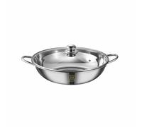 Colcolo Compartment Cookware Stainless Steel Hot Pot Cooking Pan Handles Even Heating Adaptable Suitable for Shared Meals Home, Clear Soup Pot, 32cm, with Lid, Spoon, and Ladle