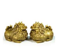 Colcolo Copper Decorative Statue Brass Mythical Creature Figurine Ornament Sculpture Decor With Polished Surface And Substantial, 19 Large Wealth Pixiu B Type 1 Pair - L19cm W13cm H15cm, 3.5kg