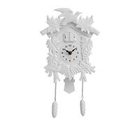 Colcolo Cuckoo Clock Hourly Chime Clock Large Arabic Numerals Decorative Ornament Wall Clock Accessories for Cafe Bar Kitchen Living Room School Office, White