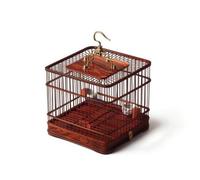 Colcolo Decorative Birdcage Wooden Bird Cage Square Aviary Rosewood Enclosure With Brass Look Hardware Secure Latch Easy Perch, 23 23 35.5CM, Red Sandalwood Square Bird Cage