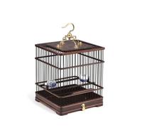 Colcolo Decorative Birdcage Wooden Bird Cage Square Aviary Rosewood Enclosure With Brass Look Hardware Secure Latch Easy Perch, 26 26 39CM, Ziguangtan Square Bird Cage