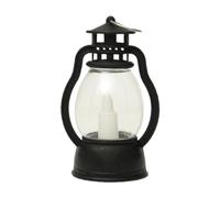 Colcolo Decorative Candle Lantern with LED Candle, 9cm High Metal Vintage Style Hanging Lantern, Night Light, Fireless Candles Lamp, Holiday Ornament Retro Light for Christmas Wedding Pathway, Black