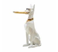 Colcolo Decorative Figurine Doberman Statue Resin Geometric Sculpture Functional Tray Holder Stylish Modern Design Suitable for Gift Giving Home Decoration, White And Gold