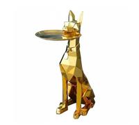 Colcolo Decorative Figurine Doberman Statue Resin Geometric Sculpture Functional Tray Holder Stylish Modern Design Suitable for Gift Giving Home Decoration, Gold