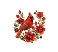 Colcolo Decorative Pin Hummingbird Brooch Wreath Lapel Pin With Floral Design And Crystal Like Sparkle For Back Suitable for weddings parties collector displays daily wear, Cardinal Bird Brooch