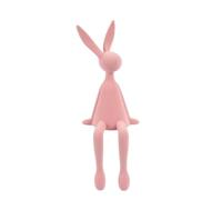 Colcolo Decorative Statue Bunny Figurine Hare Ornament Sitting Sculpture With Flocked Soft Surface Long Ears Dangling Legs Modern Suitable for shelves mantels, Pink, Small Approx. 46cm High