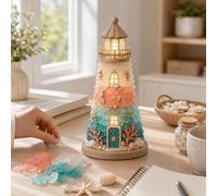 Colcolo DIY Lighthouse Kit with LED Decorative Lighted Lighthouse Kit Beginner-Friendly for Tabletop Display, Style A