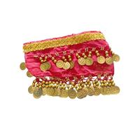 Colcolo Dog Belly Dance Hip Scarf Sequin Waist Chain Cosplay Decoration Comfortable Pet Dance Skirt Fancy Dress for Holiday Christmas, Rose Red