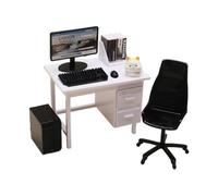 Colcolo Doll House Decoration Miniature Computer Set Table Chair Mini Office Furniture Set Dollhouse Accessories Dollhouse Furniture, White Desk
