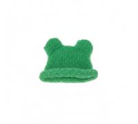 Colcolo Doll Knitted Hat With Bear Soft Yarn Rolled Brim Handmade Finish Playful Style Suitable for OB11 Dolls Miniature Toy Scenes , Green