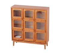 Colcolo Dollhouse Mini Cabinet DIY Scene Model 9 Compartments Micro Cabinet Classic Dollhouse Decoration Display Shelf, Light Wood