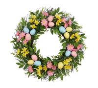 Colcolo Easter Foam Garland Artificial Egg Wreath Decorative Silk Flower Lively Greenery Reusable Feature for Mantelpiece or Wall Hanging Suitable for Family Gathering Housewarming, Egg Wreath