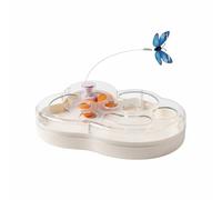 Colcolo Electric Butterfly Cat Toy Interactive Cat Toy Kitten Toy Pet Toy With Rotating Butterfly On Arm And To Guide Focus Suitable for indoor play self entertainment energy release home use, White