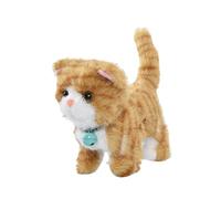 Colcolo Electric Stuffed Animal Cat Toy with Leash with Record Function Multifunctional with 12 Melodies Interactive Electronic Pet, Yellow Stripes