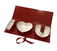 Colcolo Empty Flower Gift Box Decorative, Creative, Letter Shaped Fillable Gift Heart U Packaging Boxes for Day, Red