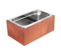 Colcolo Espresso Coffee Knock Box Stainless Steel Holder 10.6x6.7x4.6inch Stable Non Slip Base Wooden Seat for Espresso Machines