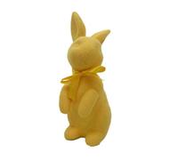 Colcolo Flocked Bunny Figurine with Bow 8.46inch Cute Easter Decoration Figurine for Holiday Office Desk Home Party Supplies, yellow