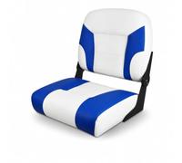 Colcolo Folding Boat Seat Marine Chair Deck Seat Chair With Cushioned Support Foldable Backrest PVC Leather Upholstery Standard Suitable for fishing boats, Pb-001 Blue White