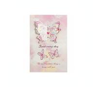 Colcolo Folding Greeting Card Butterfly Message Card Stationery Set Elegant Cardboard With Gold Foil Details And Envelope suitable for birthdays weddings anniversaries appreciation, Pink