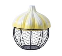 Colcolo Fresh Egg Holder Ceramic Holder Decorative Farmhouse Breathable Garlic Storage Basket Egg Storage Basket for Kitchen, Yellow