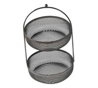 Colcolo Fruit Basket Bowl 2 Tier Compact Elegant Decorative Fruits Holder Metal Fruit Bowl for Banana Vegetable Bread Picnic Holdiay, black