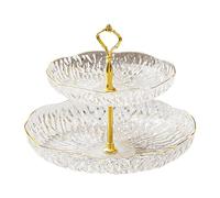 Colcolo Fruit Plate Cupcake Stand Decorative Modern Dessert Cake Stand Serving Platters for Party Entertaining Holiday Candy Fruit, Clear, 2 Tier