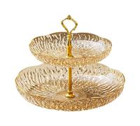 Colcolo Fruit Plate Cupcake Stand Decorative Modern Dessert Cake Stand Serving Platters for Party Entertaining Holiday Candy Fruit, Gold, 2 Tier