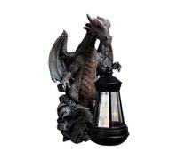 Colcolo Garden Dragon Statue Solar Light, Wall Mounted Dragon Figurine with Hanging Light for Outdoor Decor, Resin Creature Sculpture for Lawn Fences Yard Patio, 6.5x5.5x10.4 Inch, Creative Gift