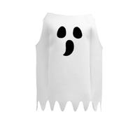 Colcolo Halloween Costume Poncho Cloak Overlayer Cape With Printed Face Sleeveless Overlay Open Sides Polyester Composite Cotton Comfortable Drape Suitable, White, Ghost Costume - Kids