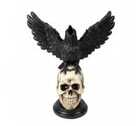 Colcolo Halloween Decorative Lamp Gothic Crow Raven Night Lamp Resin Craft with Glowing Cranium and Moody Lighting Suitable for Bedroom entryway Bookshelf Desk Halloween Display Home Decor