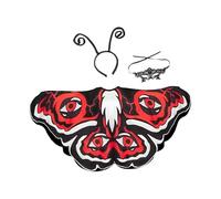 Colcolo Halloween Moth Costume Moth Shawl for Stage Performance Festival Role Play, Red White Black