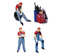 Colcolo Hand Painted 1/64 Miniature People Figurines Garage Scenes Car Model Figurines Diorama Figurines Micro Landscape Decor DIY Projects, Red A