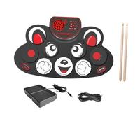 Colcolo Hand Roll Up Drum Set with Drumsticks Presents Tools Lightweight Silicone Compact Multiuse Electronic Drum Set Music Instrument, Bear