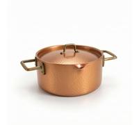 Colcolo Handmade Cooking Vessel Copper Pot Saucepan Cookware Soup Pot with Lid Space Saving Shape with Ample Capacity for Family Sides Suitable for Quick