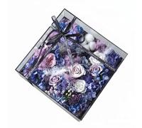 Colcolo Industrial Flower Gift Box Acrylic Display Roses Hydrangeas Lichen Ribbon Soft Texture Years Of Beauty Suitable for anniversaries weddings Valentine's, Purple