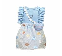 Colcolo Industrial Garment Pet Dress Bubble Skirt Puppy Outfit Ruffled Apparel With Sleeveless Pullover Design With Easy On Neck Opening Suitable for grooming, Blue, Blue, XS Chest 30cm 0.5-1.5kg